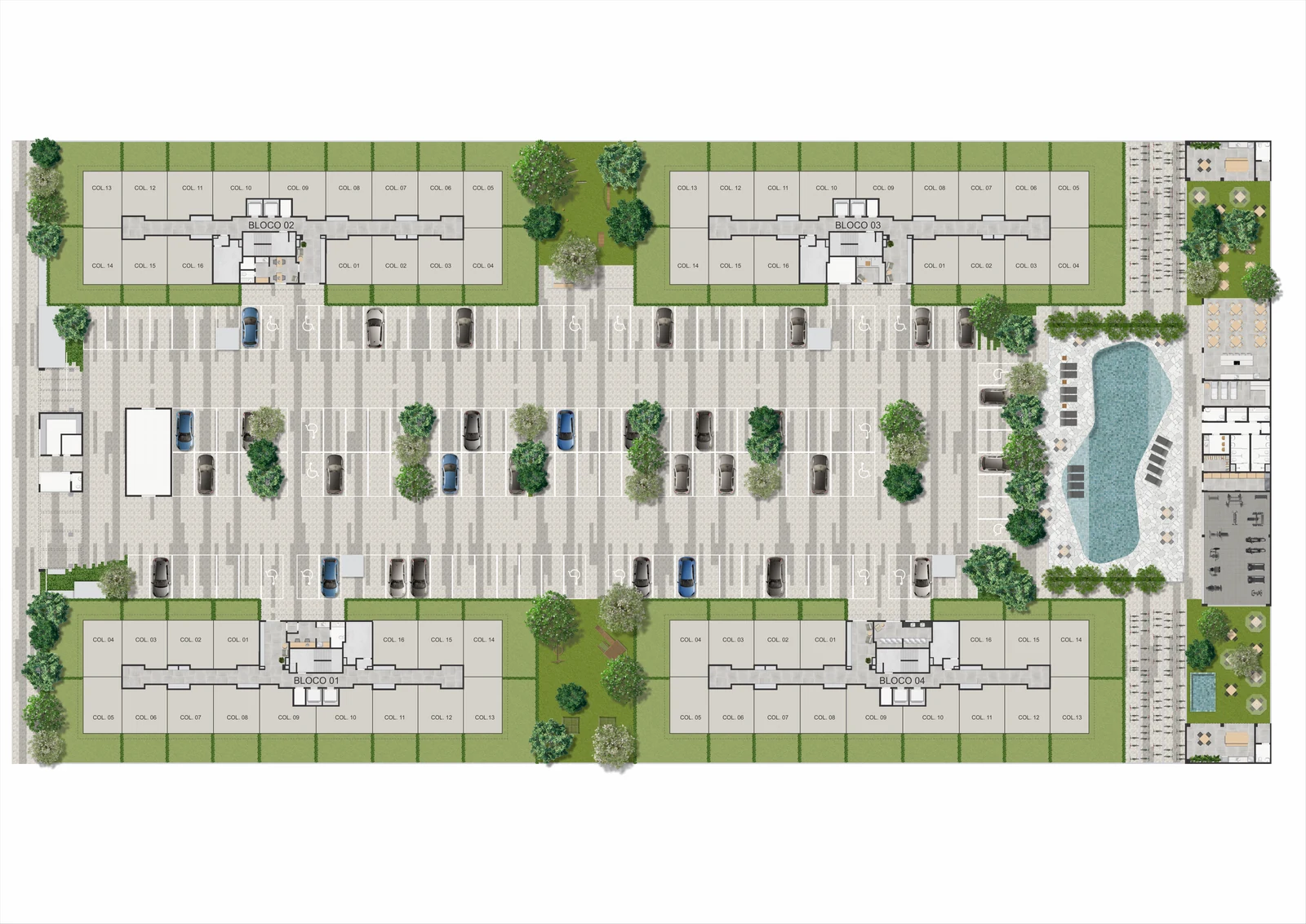 Perspectiva ilustrativa: Masterplan implantacao do condominio do Feel Sun, Pontal Oceânico, Recreio dos Bandeirantes, Rio de Janeiro.