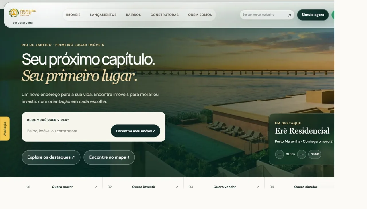 Prévia do portal Primeiro Lugar Imóveis em uma janela de navegador