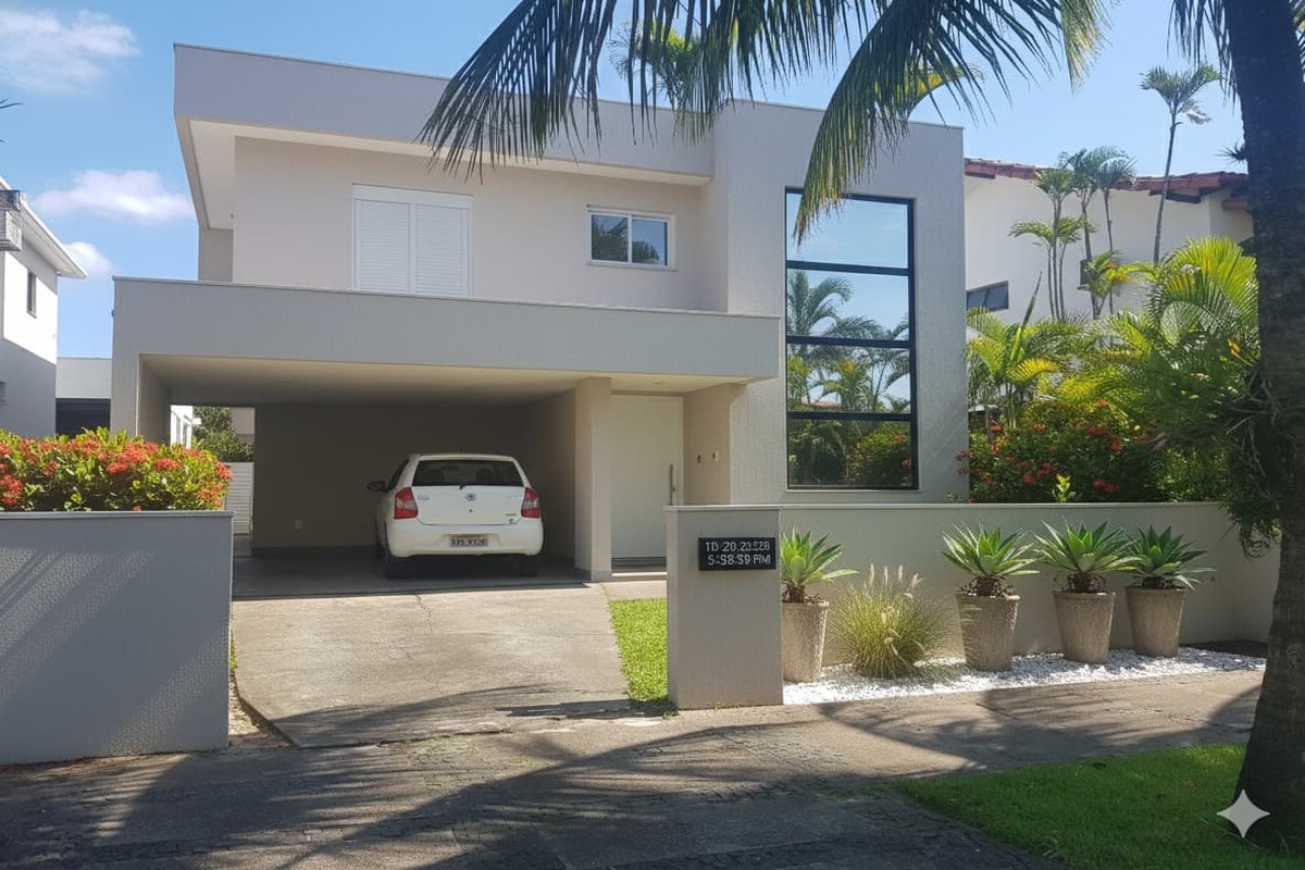 Render IA conceito de reforma moderna da casa Vivendas do Bosque Barra da Tijuca – fachada contemporânea minimalista