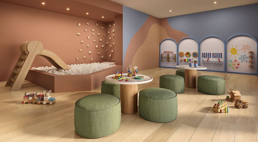 Espaço kids do Breeze – ambiente lúdico e colorido para crianças brincarem com segurança