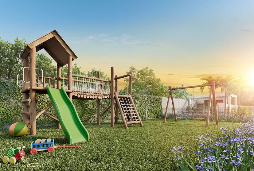 Playground do Breeze Inspire Residence – espaço seguro para as crianças brincarem ao ar livre
