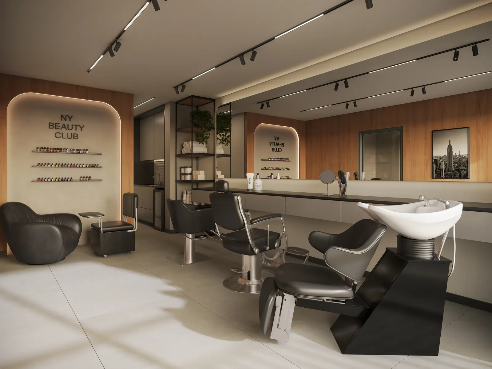Espaço beauty e barber do Q Studios no Centro do Rio