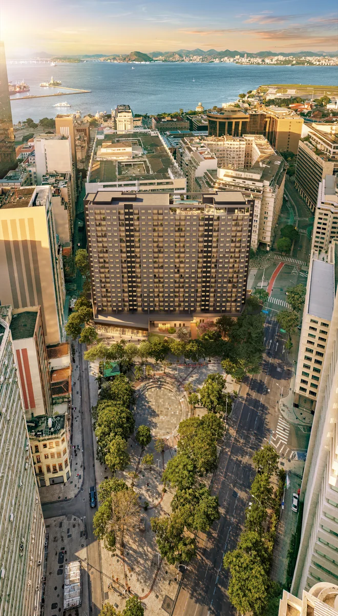 Fotomontagem ilustrativa da torre do Connect Square no Centro do Rio
