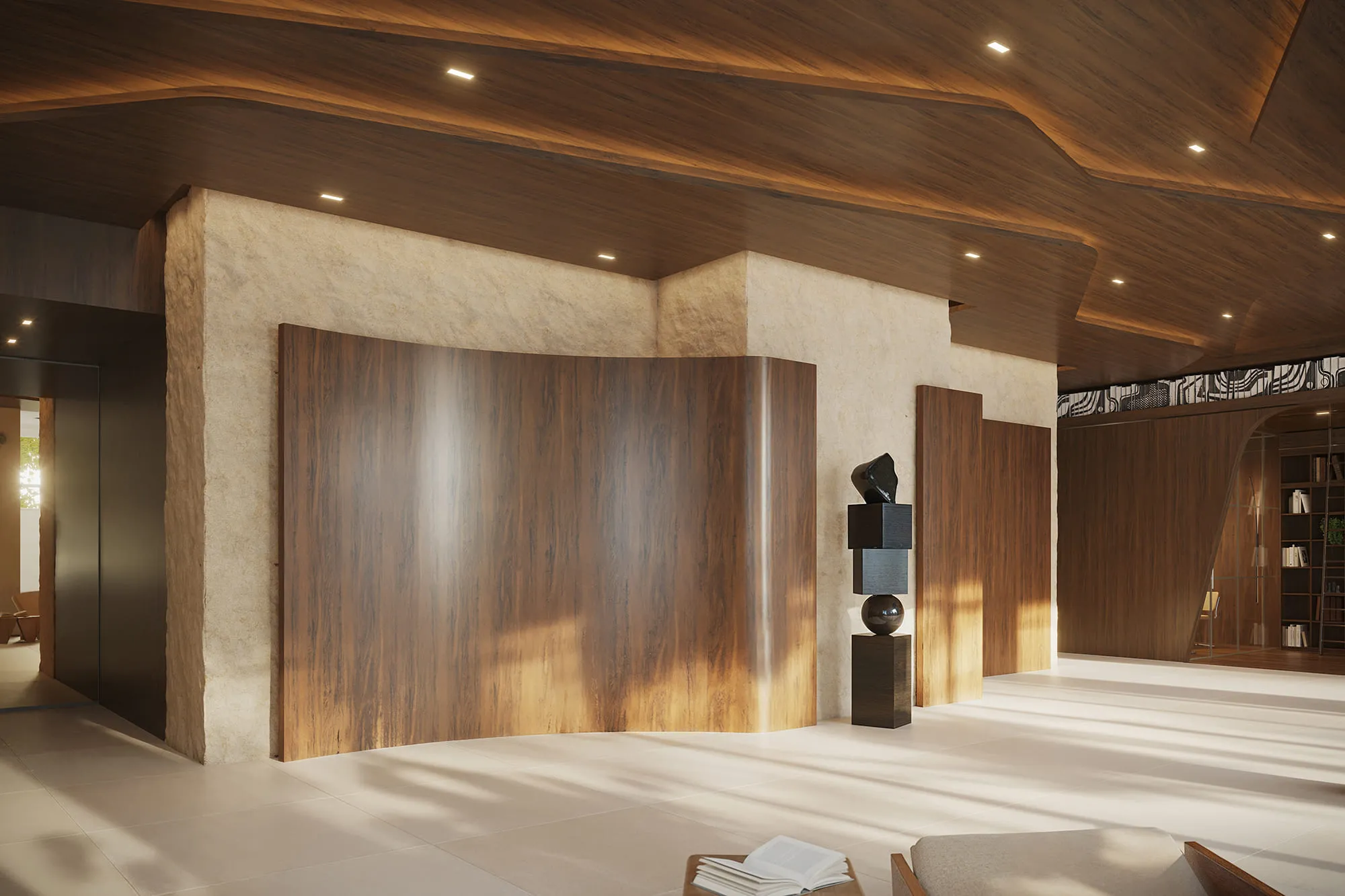 Lobby do Singular Private Residence, na Península, Barra da Tijuca